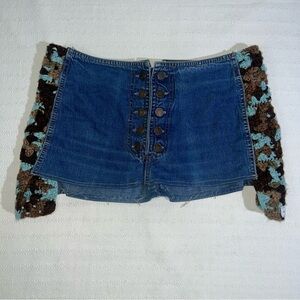 Vintage Rag City Blues Skirt Size M Crochet Hippie Boho Festival Coachella 80s